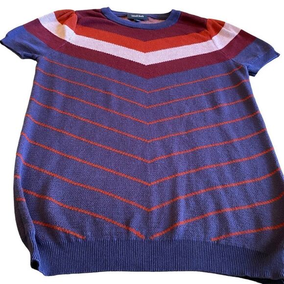 NWOT White Modcoth Chevron Pattern Cap Sleeve Sweater - Picture 3 of 13